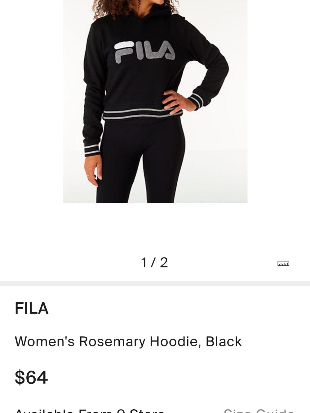FILA Black Cropped Hoodie